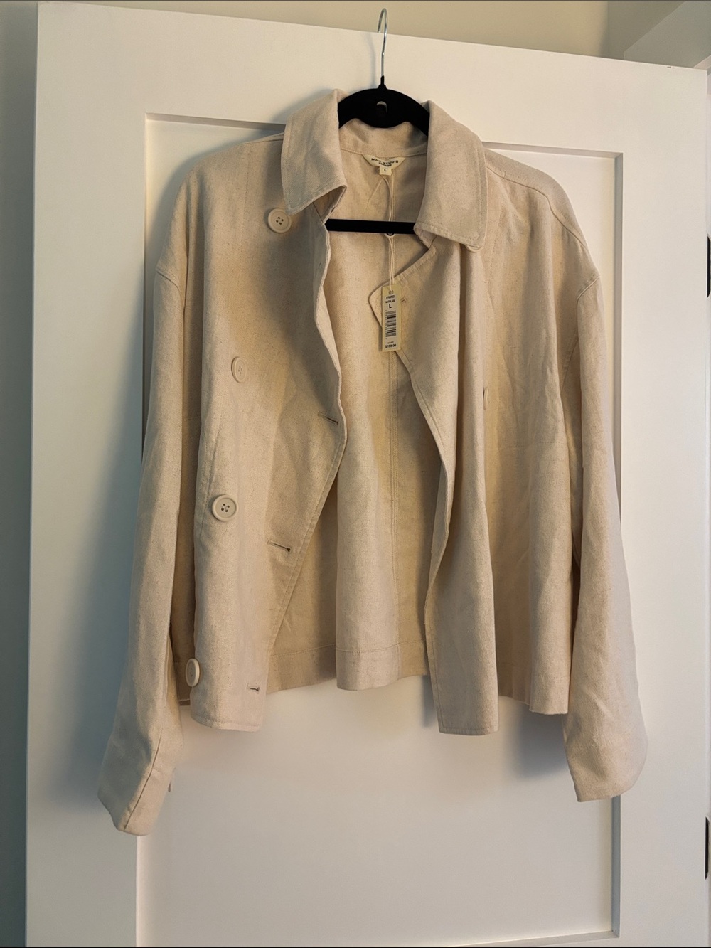 Max Studio Cream Button-Front Lightweight Blazer